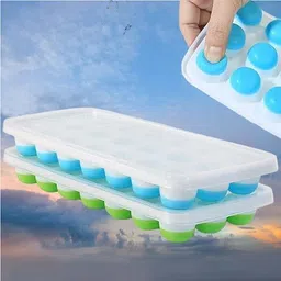 flynhigh 2pcs 21 Cavity Pop Up Ice Cube Trays for Freezer with Lid 100% BPA Free bg116 Blue, Green Silicone Ice Ball Tray-picture-23