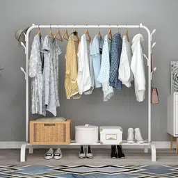 seasons 1 Door 2 Shelf Open Coat clothes hanger stand PP Carbon Steel Collapsible Wardrobe image 1