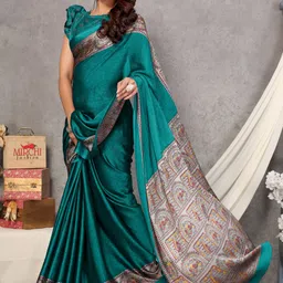 mirchi fashion Printed Kalamkari Chiffon, Georgette Saree-picture-12