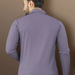 vebnor Men Solid Zip Neck Polyester Grey T-Shirt image 2