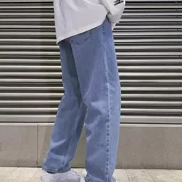 podge Men Straight Fit Mid Rise Light Blue Jeans image 2