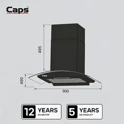 caps Auto Arimo 90 Auto Clean Wall Mounted Black 1500 CMH Chimney image 4