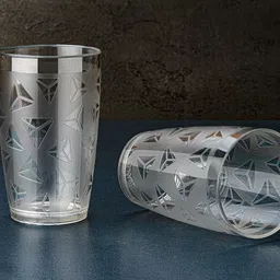 bellerbird (Pack of 8) 100% Unbreakable Curved Shape Prism Pattern Water Juice Drinking Glass Set Water/Juice Glass image 4