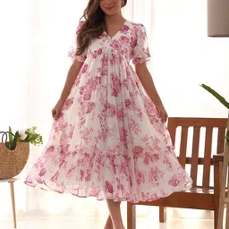 nivus clothing Women Fit and Flare Purple Midi/Calf Length Dress image 5