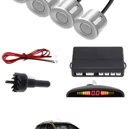 intenzo Universal 4 Silver Reverse Parking Sensor With LED Display For Cars-265 Safety of Passengers/Car One Alarm Kit-314 Parking Sensor-picture-33