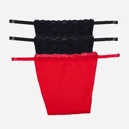 Women Black, Red Mock Camisole-image-3