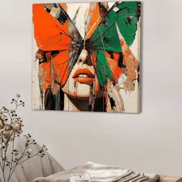 art street 22 Inches Butterfly Face Canvas Stretched Wall Art Printed Pinting image 1