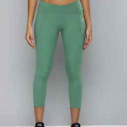 hrx by hrithik roshan Solid Women Light Green Tights image 3