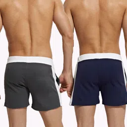 hotfits Pack of 2 Self Design Men Multicolor Basic Shorts image 2