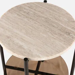 hometown Clara Marble Top End Table In Brown Colour image 4