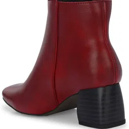 el paso Women Maroon Faux Leather Casual Chelsea Boots Boots For Women image 3