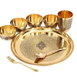 Pack of 8 Brass MFGS Premium Pittal Dinner Set Dinner Set-image-5