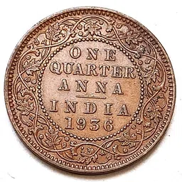 hariom 1936- 1 QUARTER ANNA GEORGE V KING COPPER COIN WT. 4.85 GRAM Ancient Coin Collection-picture-22