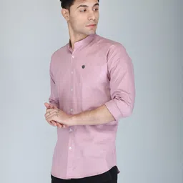 fubar Men Slim Fit Solid Mandarin Collar Casual Shirt image 3