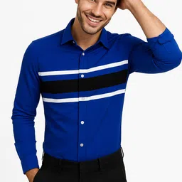 plum crazy Men Regular Fit Striped Spread Collar Casual Shirt image 5