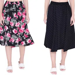 manat diva Women Floral Print A-line Multicolor Skirt image 1