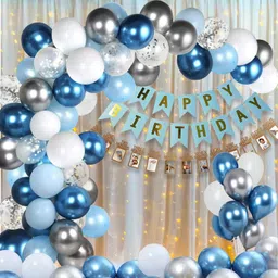 Blue Happy Birthday Decoration kit items Combo 54 Pcs for Birthday combo pack-image-56
