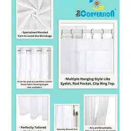 the conversion Grey Linen Sheer Solids 9ft Sheer Eyelet Long Door Curtain (1 Pc) image 3