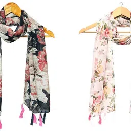 mss fashion Printed Chiffon Women Multicolor Stole, Scarf, Fancy Scarf-picture-25