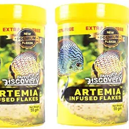 Artemia Infused Flakes Fish Food (55g) Pack Of 2 Sea Food 0.11 kg (2x0.06 kg) Dry Young, Adult, Senior Fish Food-image-34