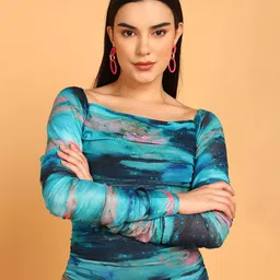 Casual Regular Sleeves Printed Women Multicolor Top-image-9