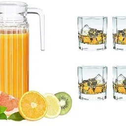Water Juice jug glass set jug capacity 1100ml glass capacity 220 ml(Pack of 7) Jug Glass Set-image-33