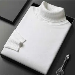 maa trader Men Printed Collared Neck White Sweater image 3