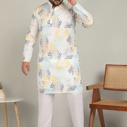 metronaut plus Men Printed Pure Cotton A-line Kurta image 4