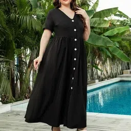 safoora creation Women A-line Black Maxi/Full Length Dress image 3