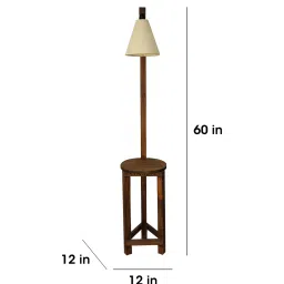 symplify Accent Wooden Shelf Floor Lamp with Jute Shade and Brown Base image 4