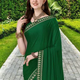 anugrah textile Solid/Plain Banarasi Lycra Blend, Chiffon Saree image 4