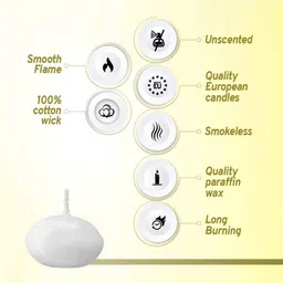 flipkart smartbuy Wax Floating Candles, Pack of 20, Unscented Candle, Burn time Approx. 4 Hours Candle image 2