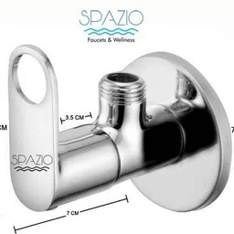 spazio Premium Quality Stainless Steel OREO Collection Angle Cock/Angle Valve Bathroom Faucets Taps and Faucet Angular Stop Cock Wash Basin for Geyser Tap, Chrome Plated With Wall Flange, Pack Of 2 Angle Cock Faucet image 3