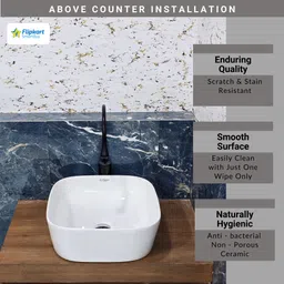 flipkart smartbuy TT-12 Premium Grade Ceramic's White Table +AG14+AG15 Table Top Basin image 2