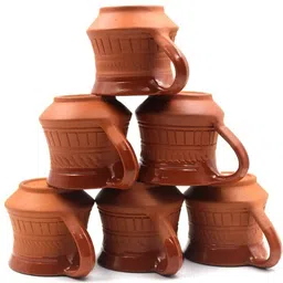 yef Pack of 6 Terracotta Terracotta Clay Tea Cups - Set of 6,-picture-12