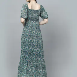 aayu Women Fit and Flare Green, Multicolor Maxi/Full Length Dress image 2