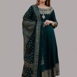skyasia Women Printed Cotton Blend Anarkali Kurta With Attached Dupatta-picture-1