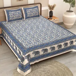 tej Cotton Queen Flat 144 TC Floral Bedsheet-picture-20