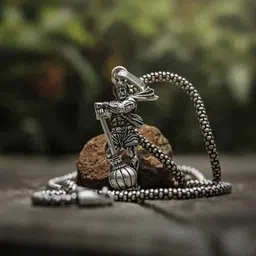 reversea Hanumanji With Gada Silver Pendant Chain Silver Alloy, Stainless Steel Locket Silver Alloy, Stainless Steel Locket-picture-25