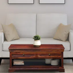 amberville from pepperfry Carleson Sheesham Wood Coffee Table In Scratch Resistant Honey Oak Finish image 1