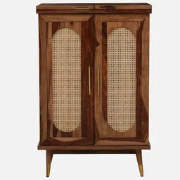 woodsworth from pepperfry Caserta Sheesham Wood Bar Cabinet In Rustic Teak Finish image 3
