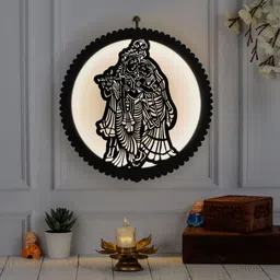 laser art Radha Krishna Divine Wall Sculpture with LED Backlight Wooden Wall Art-picture-10