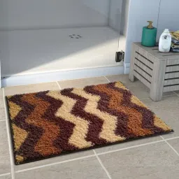 Brown Abstract Polyester 22x15 Inches AntiSkid 1 Door Mat By Athom Living-picture-16