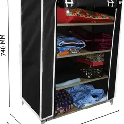 cmerchants FOLDABLE 4-L STORAGE CABINET-W05 Carbon Steel Collapsible Wardrobe image 3