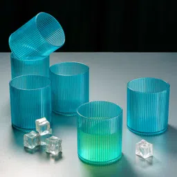 centureum (Pack of 12) 100% Unbreakable Lining Pattern Water Juice Drinking Glasses Set Of 12 Glass Set Water/Juice Glass image 2