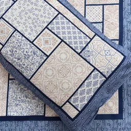 mafatlal Blue Geometric 210 TC Cotton King Sized Bed Sheets with 2 Pillow Covers image 4