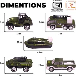 toy cloud 1:64 Scaled Army Rescue Set of 5 pcs Free-Wheel Die-Cast Metal Vehicle Toys image 2
