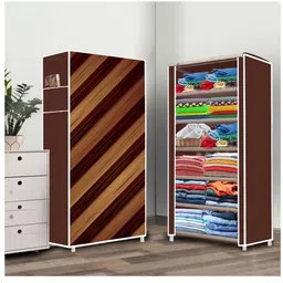 yumesa 6 Shelf Foldable Collapsible Wardrobe Storage Organizer Almirah Cloth Rack PVC Collapsible Wardrobe-picture-14