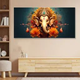 nestroots White Canvas Framed Divine Lord Ganesa in oral aesthetic Wall Painting-picture-25