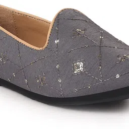 fausto Embroidery Sequin Ethnic Slip On Juttis for Wedding|Party Kurta Shoe Mojaris For Women image 3